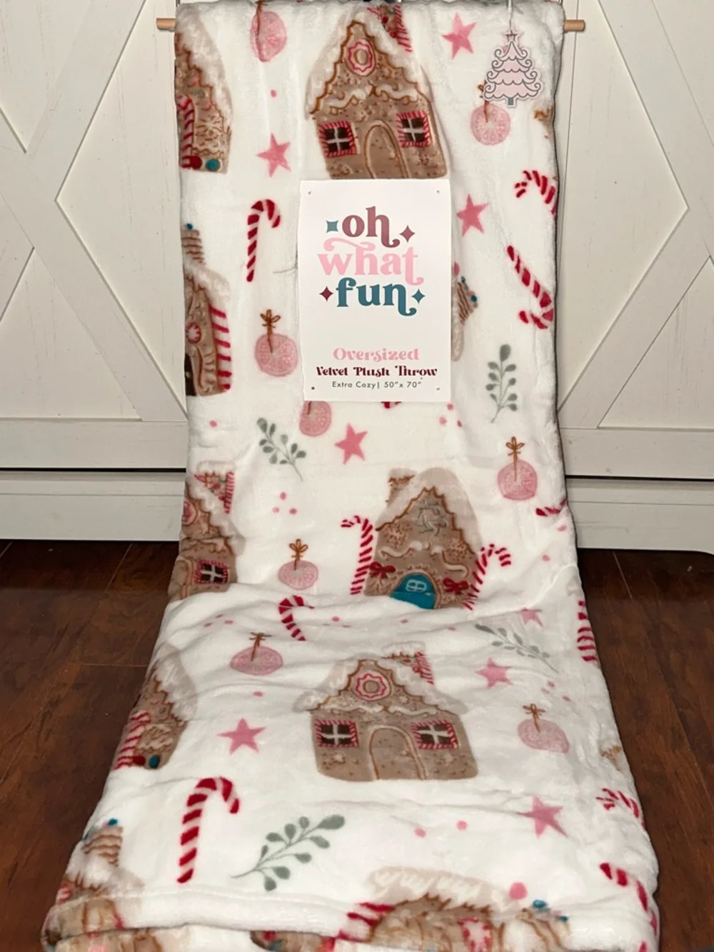Holiday Gingerbread House Plush Throw Blanket